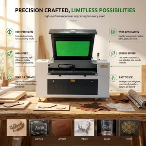 CO2 Laser Engraving and Cutting Machine with Multiple Working Areas for Wood Acrylic MDF Leather Paper Stone and Plastic