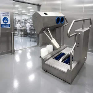 Channel Type Shoe Sole Cleaning Machine with Hand-Washing Sanitizer and Access Control for Slaughterhouses