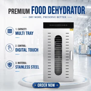 Commercial 24-Tray Automatic Food Dehydrator for Fruit and Vegetable Drying, Manufacturer