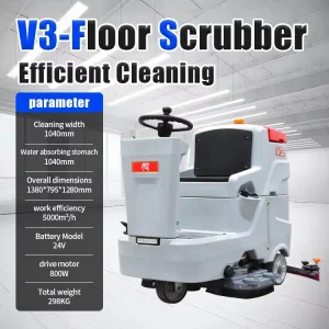 Commercial Automatic Electric Floor Sweeper and Scrubber, DC24V 25A