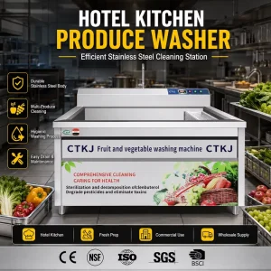 Commercial Stainless Steel Air Bubble Fruit and Vegetable Washing Machine for Restaurants and Hotels