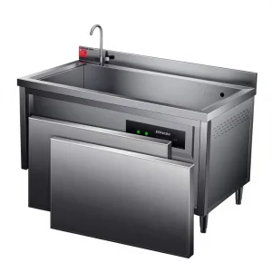 Commercial Vegetable Washing Machine Stainless Steel Double Pool Automatic Cold Water Cleaning Single Phase 220-240V