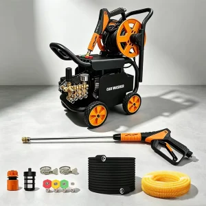 Compact Car Washing Machine with High Pressure Equipped with Wheels for Easy Mobility