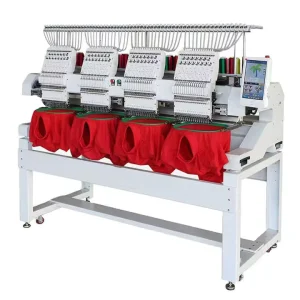 Computerized 4-Head Embroidery Machine 12/15 Needles for T-Shirts, Bags, Socks, Caps and Flat Materials