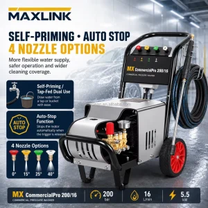 Copper Crankshaft Pump Pressure Washer, 200 Bar, 16 L/min, Induction Motor