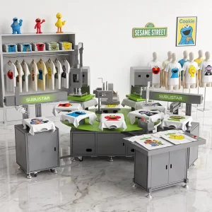 DTF Automatic 6-Station Carousel Heat Transfer Press Machine for Jerseys, Sportswear, Polo Shirts, T-Shirts, Fabric and Bags