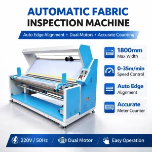 Double Motor Automatic Fabric Inspection and Rewinding Machine, 1800mm Width