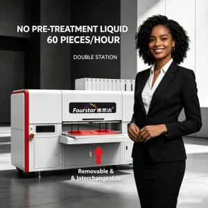 Double-Station DTG Printer for I3200 Print Head, Semi-Automatic Textile Printing Machine for T-Shirts