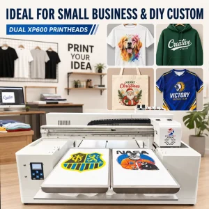 Dual-Station DTG T-Shirt Printer with Dual XP600 Printheads Direct-to-Garment Machine for Small Business