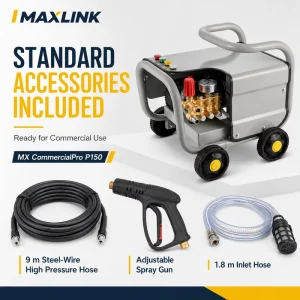 Electric Commercial Pressure Washer 150Bar 12-15L/min for Workshop and Fleet Washing