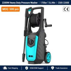 Electric Pressure Washer with Triplex Pump and Hose Reel 2200W 170 Bar 17 MPa 7.5 L/min AC 120-240V