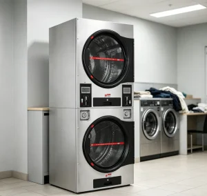 Electric Stainless Steel Compact Double-Stack Coin-Operated Tumble Dryer for Self-Service Laundry