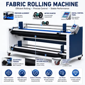 Fabric Rolling Machine with Mechanical Meter Counter for Woven Fabric Roll Processing