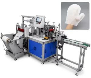 Factory Direct CE ISO 9001 Certified Servo Motor Nonwoven Bath Scrubber Glove Making Machine 50-70pcs/min with Touch Screen