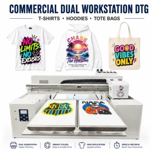 Factory Direct Double-Station DTG Printer with XP600 or I3200 Dual Heads Direct-to-Garment Machine with White Ink Circulation