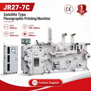 Factory Direct JR27-7C Satellite Type 150m/min Flexo Printing Machine Wide Unwind Roll Textile Ribbon Printing Equipment