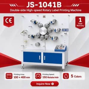 Factory JS-1041B Double-Sided Rotary Label Printing Machine, 5 Colors, for Textile Ribbon Labels