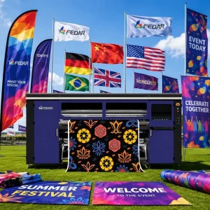 Flag Banner Sublimation Printer 15 Heads I3200 Digital Textile Printing Machine High Speed 1.9m Roll to Roll Large Format