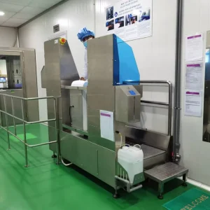 Fully Automatic Hygiene Entrance System Boot Washer with Hand Cleaning, Drying, Sanitizing, and Access Control for Food Industry Plants
