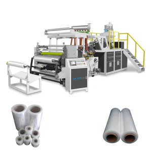 Fully Automatic Triple Screw PE Motor Engine 1500mm Stretch Film Making Machine for Food and Textile Packaging