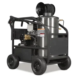 Gasoline-Powered Hot Water Pressure Washer, 4000 PSI, Large Fuel Tank, Heat-Resistant Hose, Commercial
