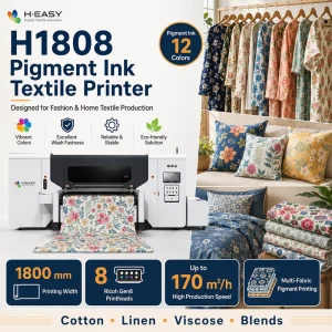 H-1808 1.8m 8 Gen6 Printheads Belt Type Pigment Ink Direct-to-Fabric Digital Textile Printer for T/C Blend