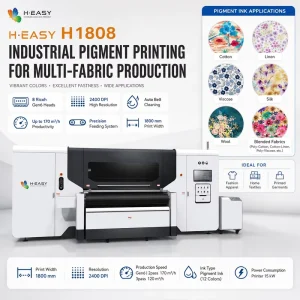 H-1808 1800mm 2400DPI Gen6 Belt-Type Water-Based Pigment Ink Direct-to-Fabric Digital Textile Printer