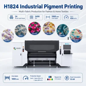 H-1824 1.8m 24-Head 2400 DPI Pigment Ink Digital Textile Printer for Blended CVC Casualwear
