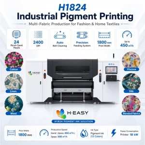 H-1824 24-Head 450 sqm/h Eco Pigment Inkjet Textile Printer for Blended Apparel