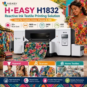 H-1832 1.8m 32-Head Reactive Ink Digital R2R Textile Printing Machine for Cotton and Batik