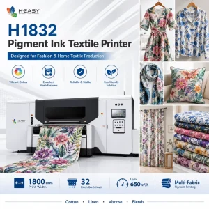 H-1832 32 Heads 650sqm/h Eco Pigment Inkjet Industrial Textile Printer for Blended Apparel New