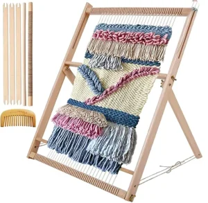 Handmade DIY Wooden Hand Loom Frame Kit with Stand for Tapestry and Carpet Making