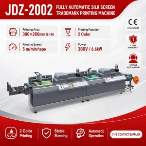 High Precision JDZ Automatic Roll Fabric Label Silk Screen Printer 2 Color Trademark Screen Printing Machinery