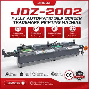 High Speed Automatic Roll to Roll Screen Printing Equipment JDZ 2 Color Fabric Trademark Label Silk Screen Printer