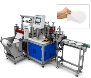 High Speed Full Servo Non Woven Bath Washing Gloves Making Machine PLC Touch Screen