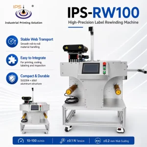 IPS-RW100 Label Roll Rewinder and PE Plastic Film Rewinding Machine