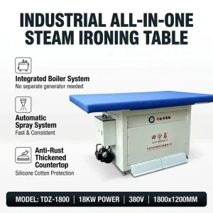 Industrial Automatic Motorized Spray Steam Vacuum Ironing Table Dehumidifying Stainless Steel Construction for Sweaters