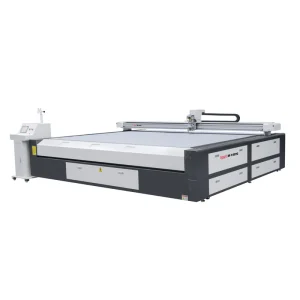 Industrial CNC Oscillating Knife Leather Cutting Machine with Servo Motor, Pump and Gear, 0.01 mm Precision, 120 mm Thickness