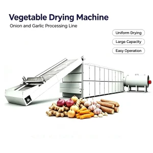 Industrial Continuous Vegetable Dehydration Machine Mesh Belt Dryer for Onion Garlic Ginger Cassava Turmeric Drying
