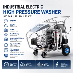 Industrial Electric High Pressure Washer 500 Bar 22KW with Pump for Equipment Washing
