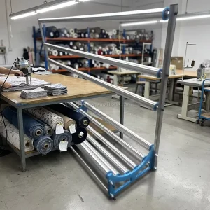 Industrial Fabric Return Feeding and Spreading Machine with Manual Cloth Frame, Cutting Parts, and Roll Rack
