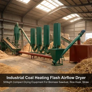 Industrial Flash Airflow Dryer for Biomass Sawdust Rice Husk Straw 500kg/h Coal Heated