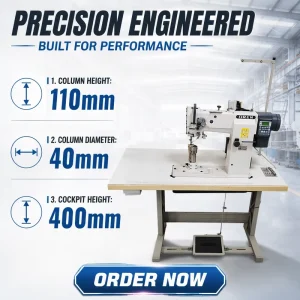 Industrial High-Speed Leather Sewing Machine, Post-Column Rear Bed, Computer Direct Drive, RN-8365DM