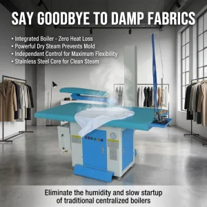 Industrial Laundry Ironing Machine with Built-In Steam Generator, Shirt Ironing Machine with Chimney and Boiler