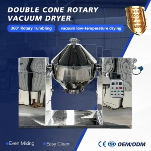 Industrial Vacuum Rotary Double Cone Dryer for Food and Chemical Powder Processing