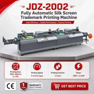 JDZ Fully Automatic 2 Color Silk Screen Trademark Printing Machine Roll Fabric Label Screen Printer CE Certified
