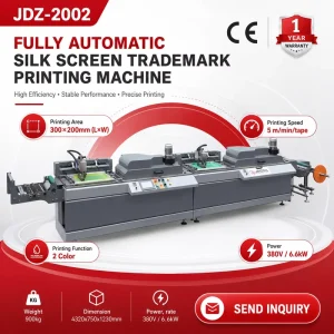 JDZ Roll to Roll Automatic Silk Screen Printing Machine Two Color Fabric Label Trademark Screen Printing Equipment