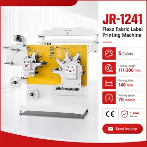 JR-1241 5 Color Flexo Printing Machinery for Nylon Taffeta Fabric Ribbon Garment Trademark Label Roll Printer