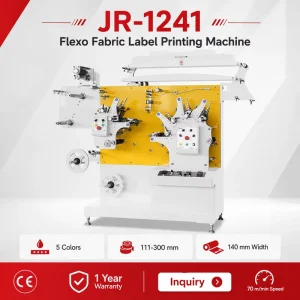 JR-1241 5-Color Flexographic Fabric Label Printing Machine for Garment Ribbon and Clothing Tags