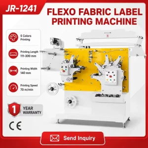 JR-1241 5-Color Roll-to-Roll Fabric Ribbon Garment Care Trademark Flexographic Label Printing Machine